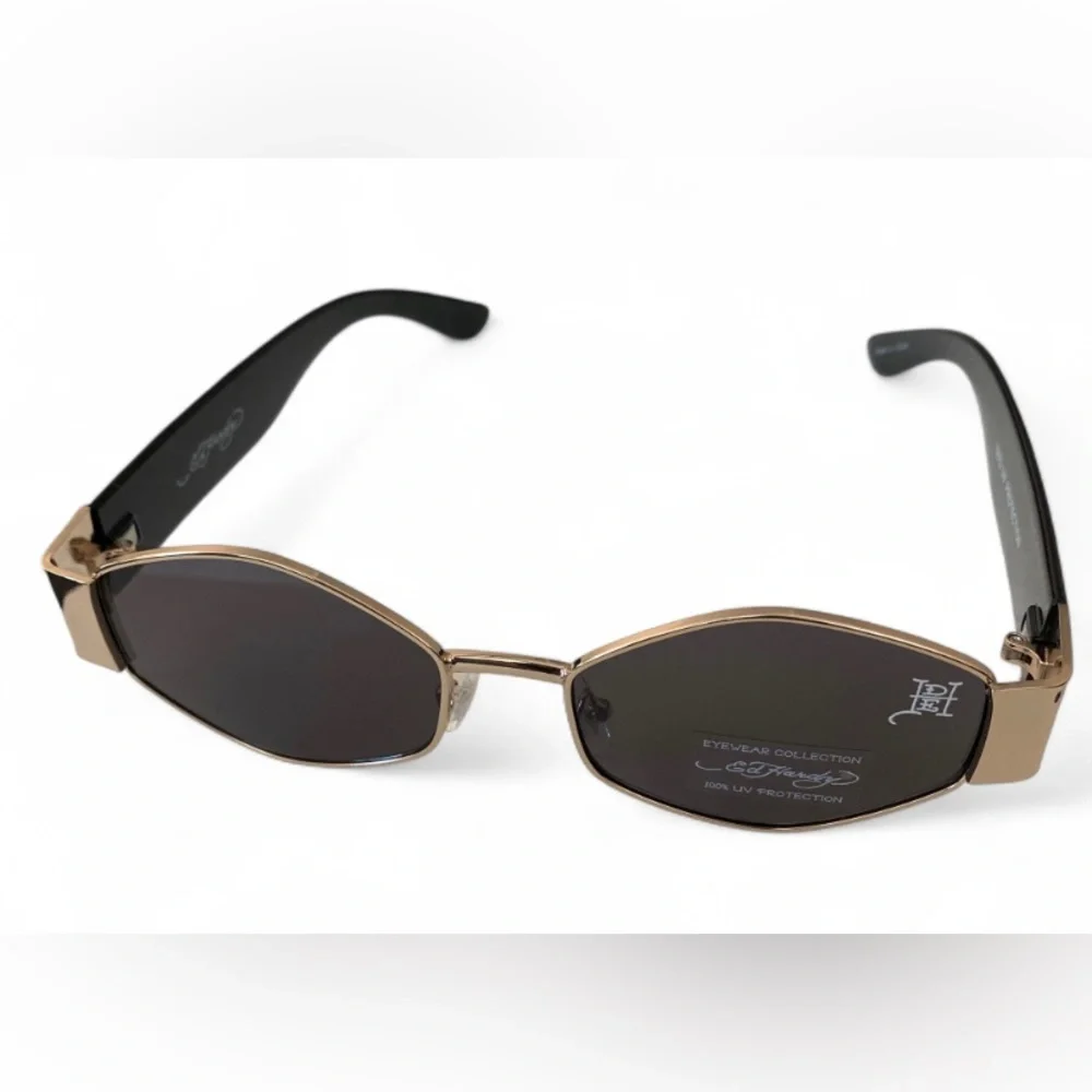 Ed Hardy Black & Gold Sunglasses with Multicolor Tiger Temple